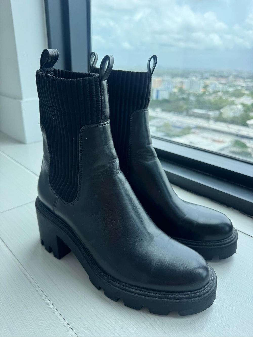 Zara Black Chunky Chelsea Ankle Boots